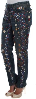 Dolce & Gabbana Kristallen Versierde Jeans Met Rechte Pijpen Middelblauw