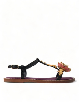 Dolce & Gabbana Kristallen versierde leren sandalen Dolce & Gabbana , Brown , Dames - 36 1/2 Eu,36 Eu,35 Eu,35 1/2 EU