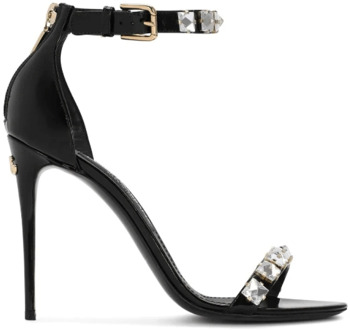 Dolce & Gabbana Kristalversierde hoge hak sandalen Dolce & Gabbana , Black , Dames - 40 Eu,39 1/2 Eu,37 Eu,37 1/2 Eu,38 EU