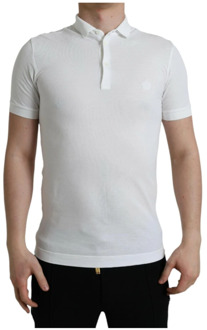 Dolce & Gabbana Kroon Geborduurd Gekraagd T-Shirt Dolce & Gabbana , White , Heren - XS