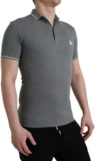 Dolce & Gabbana Kroon Polo Shirt Grijs Korte Mouwen - maat