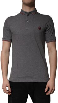 Dolce & Gabbana Kruissteek Polo Shirt Grijs