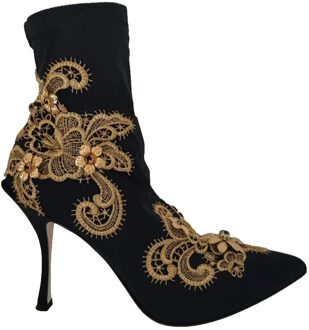 Dolce & Gabbana Laarzen met kantdetails tot de enkel - maat Zwart