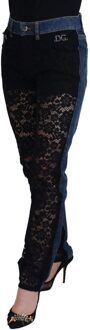 Dolce & Gabbana Lace Panel Denim Jeans Modelpan74208 - maat Zwart