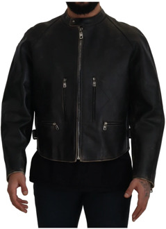 Dolce & Gabbana Leather Jackets Dolce & Gabbana , Black , Heren - 2XL