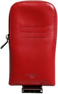 Dolce & Gabbana Lederen Tas Met Rits Portemonnee Rode Kaarthouder Rood - One Size