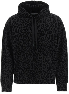 Dolce & Gabbana Leopard Flocked Hoodie Sweatshirt Dolce & Gabbana , Black , Heren - L,M,S