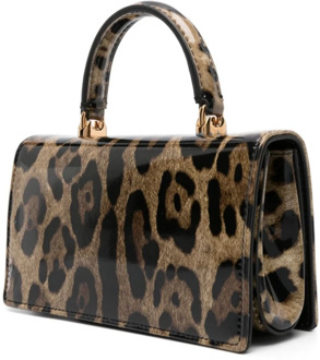 Dolce & Gabbana Leopard-print Crossbody Tas, Bruin Dolce & Gabbana , Brown , Dames - ONE Size