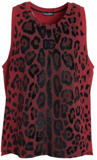 Dolce & Gabbana Leopard Print Tank Top Dolce & Gabbana , Multicolor , Heren - 4XL