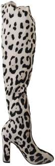 Dolce & Gabbana Leopard Stretch Over Knee Laarzen Dolce & Gabbana , Multicolor , Dames - 36 EU