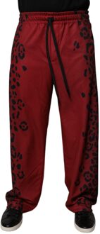 Dolce & Gabbana Leopardprint Broek Casual Stijl - maat Donkerrood
