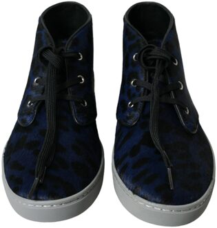 Dolce & Gabbana Leopardprint Hoge Sneakers - maat EU 40 Donkerblauw