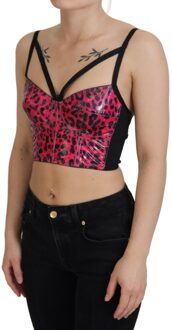 Dolce & Gabbana Leopardprint Korset Top Tsh83158 Klaproos - EU 40 / UK 12
