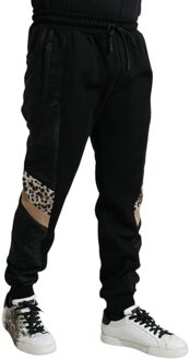 Dolce & Gabbana Leopardprint Paneel Joggingbroek Zwart