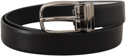 Dolce & Gabbana Leren Ceintuur Klassieke Stijl Zwart