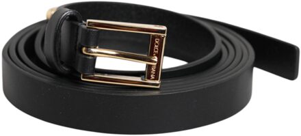Dolce & Gabbana Leren Ceintuur Met Gouden Gesp - maat Zwart