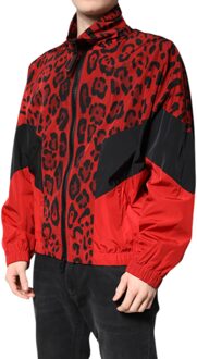 Dolce & Gabbana Leren Jasje met Luipaardprint Rood - EU 50