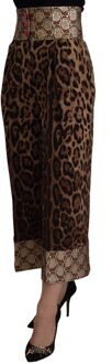 Dolce & Gabbana Leren Leopardenprint Culottes Met Hoge Taille Bruin - EU 38 / UK 10