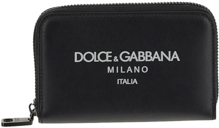 Dolce & Gabbana Leren Logo Portemonnee Dolce & Gabbana , Black , Heren - ONE Size