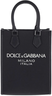 Dolce & Gabbana Leren Logo Tas Dolce & Gabbana , Black , Heren - ONE Size