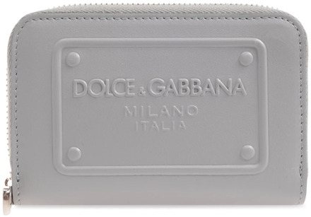 Dolce & Gabbana Leren portemonnee met logo Dolce & Gabbana , Gray , Heren - ONE Size
