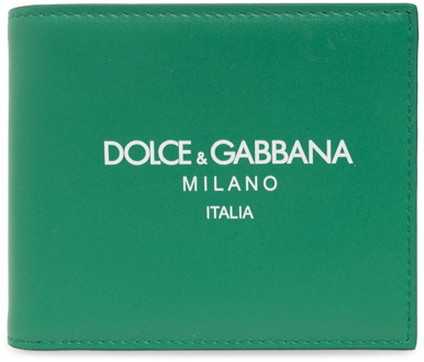 Dolce & Gabbana Leren portemonnee met logo Dolce & Gabbana , Green , Heren - ONE Size