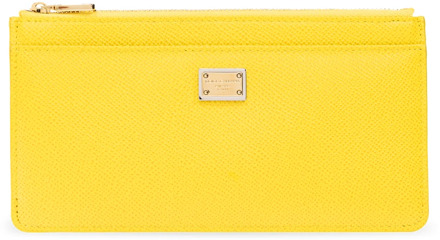 Dolce & Gabbana Leren portemonnee met logo Dolce & Gabbana , Yellow , Dames - ONE Size