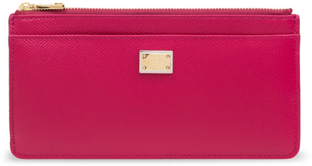 Dolce & Gabbana Leren portemonnee met logotoepassing Dolce & Gabbana , Pink , Dames - ONE Size