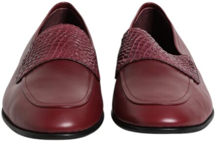 Dolce & Gabbana Leren Reptielenband Loafer Donkerrood