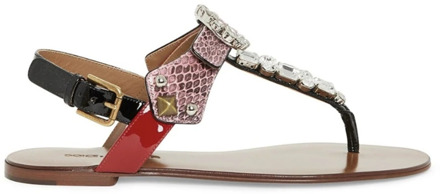 Dolce & Gabbana Leren sandalen met kristalversiering Dolce & Gabbana , Multicolor , Dames - 35 Eu,36 EU