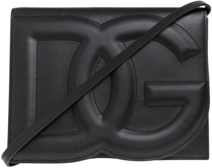 Dolce & Gabbana Leren schoudertas met logo Dolce & Gabbana , Black , Dames - ONE Size