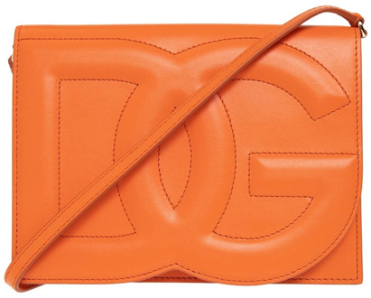 Dolce & Gabbana Leren schoudertas met logo Dolce & Gabbana , Orange , Dames - ONE Size
