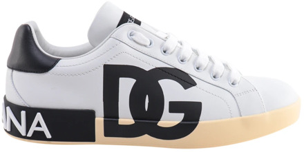 Dolce & Gabbana Leren Sneakers met Monogram Dolce & Gabbana , White , Heren - 41 1/2 Eu,39 1/2 Eu,39 EU