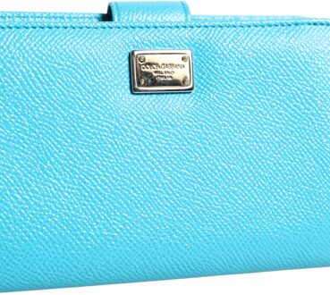 Dolce & Gabbana Lichtblauwe Leren Bifold Continentale Clutch Portemonnee - One Size