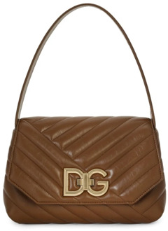 Dolce & Gabbana Logo-Gesp Gewatteerde Leren Tas Dolce & Gabbana , Brown , Dames - ONE Size