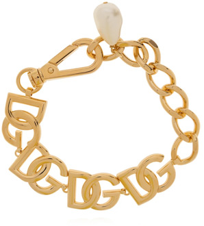 Dolce & Gabbana Logo Goudkleurige Armband met DG-Links Dolce & Gabbana , Yellow , Dames - ONE Size