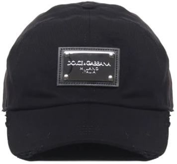 Dolce & Gabbana Logo-Plaque Baseball Cap, Zwart Dolce & Gabbana , Black , Heren - 58 CM