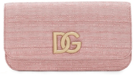 Dolce & Gabbana Logo-Plaque Clutch Tas Dolce & Gabbana , Pink , Dames - ONE Size
