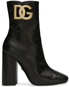 Dolce & Gabbana Logo-Plaque Leren Laarzen Dolce & Gabbana , Black , Dames - 37 Eu,39 Eu,37 1/2 Eu,36 1/2 Eu,38 Eu,38 1/2 EU