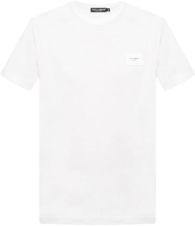 Dolce & Gabbana Logo Plaque T-Shirt - Luxe Stijl Dolce & Gabbana , White , Heren - Xl,L,S