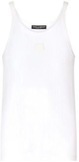 Dolce & Gabbana Logo-Plaque Tanktop Dolce & Gabbana , White , Heren - Xl,L