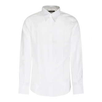 Dolce & Gabbana Logo Print Formele Witte Katoenen Overhemd Dolce & Gabbana , White , Heren - Xl,L