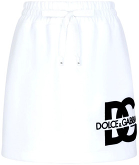 Dolce & Gabbana Logo Print Hoge Taille Rokken Dolce & Gabbana , White , Dames - S,Xs,2Xs