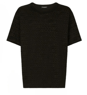 Dolce & Gabbana Logo Print Katoenen T-shirt Dolce & Gabbana , Black , Heren - L