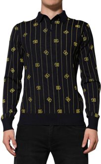 Dolce & Gabbana Logo Print Lange Mouwen Polo - maat Zwart