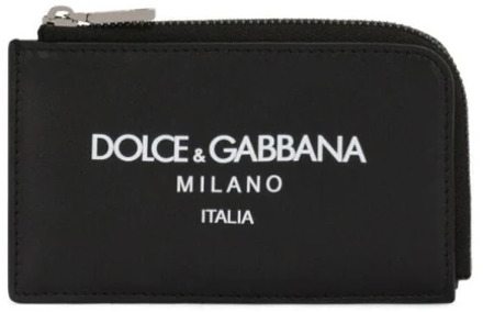 Dolce & Gabbana Logo-Print Ritsportemonnee Dolce & Gabbana , Black , Heren - ONE Size