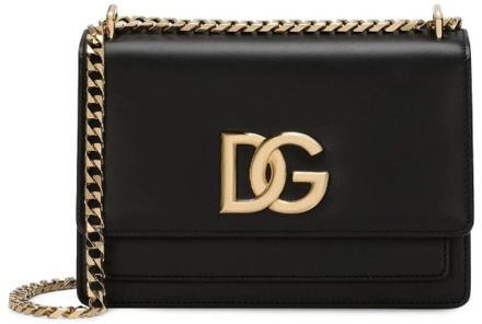 Dolce & Gabbana Logo Schoudertas met Ankerketting Dolce & Gabbana , Black , Dames - ONE Size