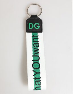 Dolce & Gabbana Logo Stoffen Sleutelhanger Wit - One Size
