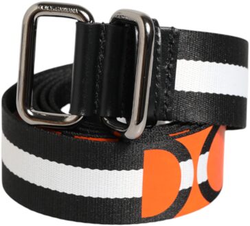 Dolce & Gabbana Logo Stripe Gesp Riem - maat Zwart