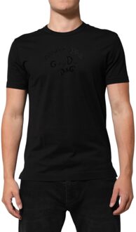 Dolce & Gabbana Logoborduur T-shirt - maat EU 44 Zwart